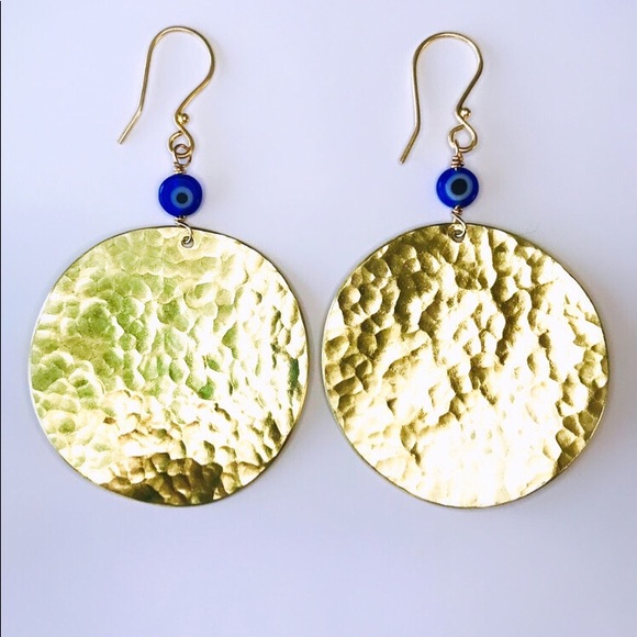 Earth Majesty Jewelry - Hammered brass earrings